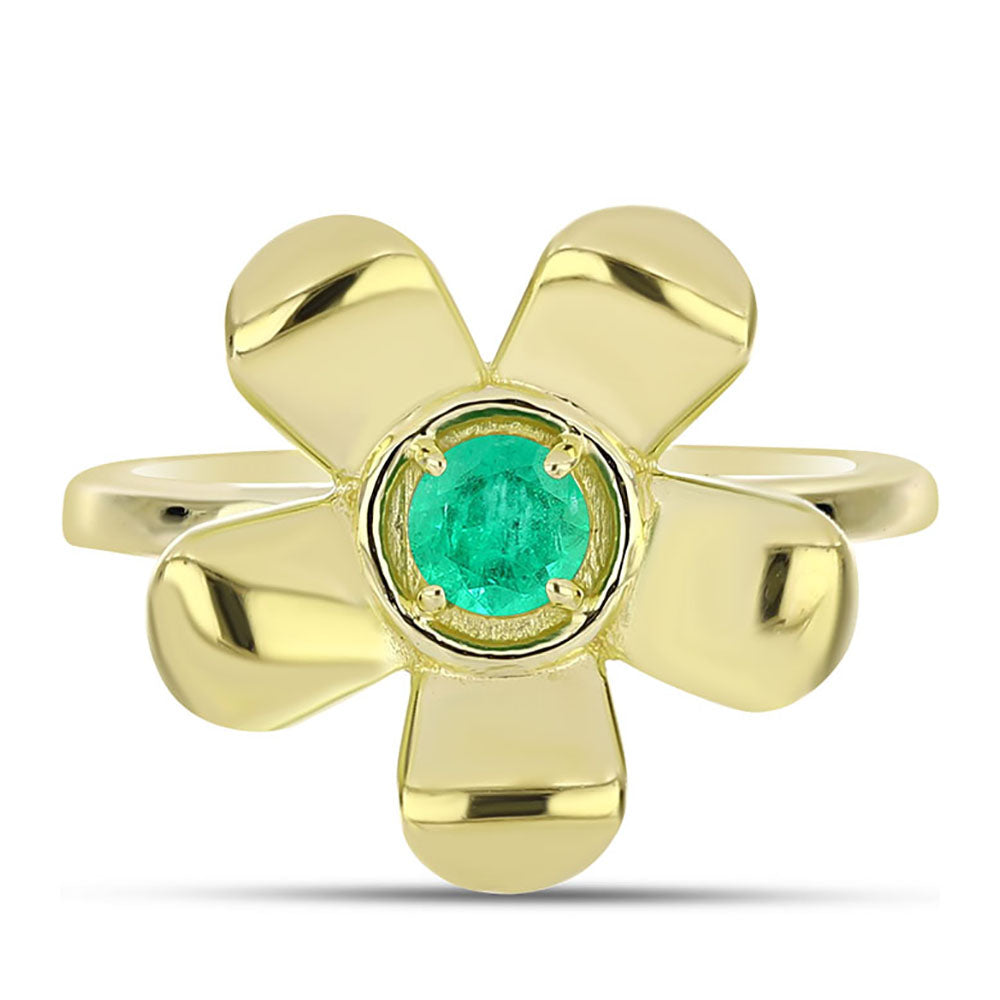 Pozlacený Stříbrný Prsten s Kolumbijským Smaragdem 1 