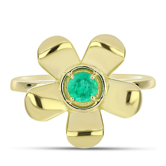 Pozlacený Stříbrný Prsten s Kolumbijským Smaragdem
