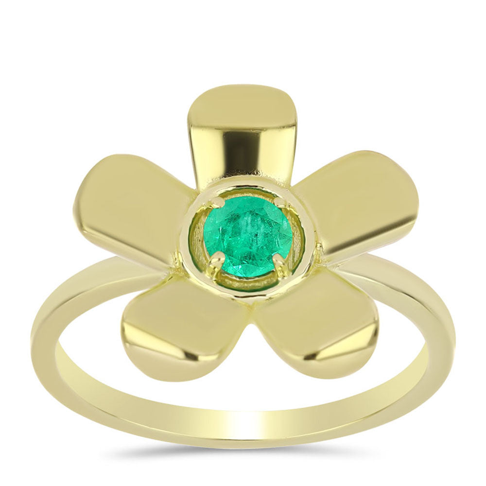 Pozlacený Stříbrný Prsten s Kolumbijským Smaragdem 3 