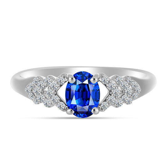 Stříbro 925/1000 - Prsten s Australským Modrým Safírem a Bílým Topazem - Karátové číslo: 1.28. přibližná hmotnost: 2.5 gramů