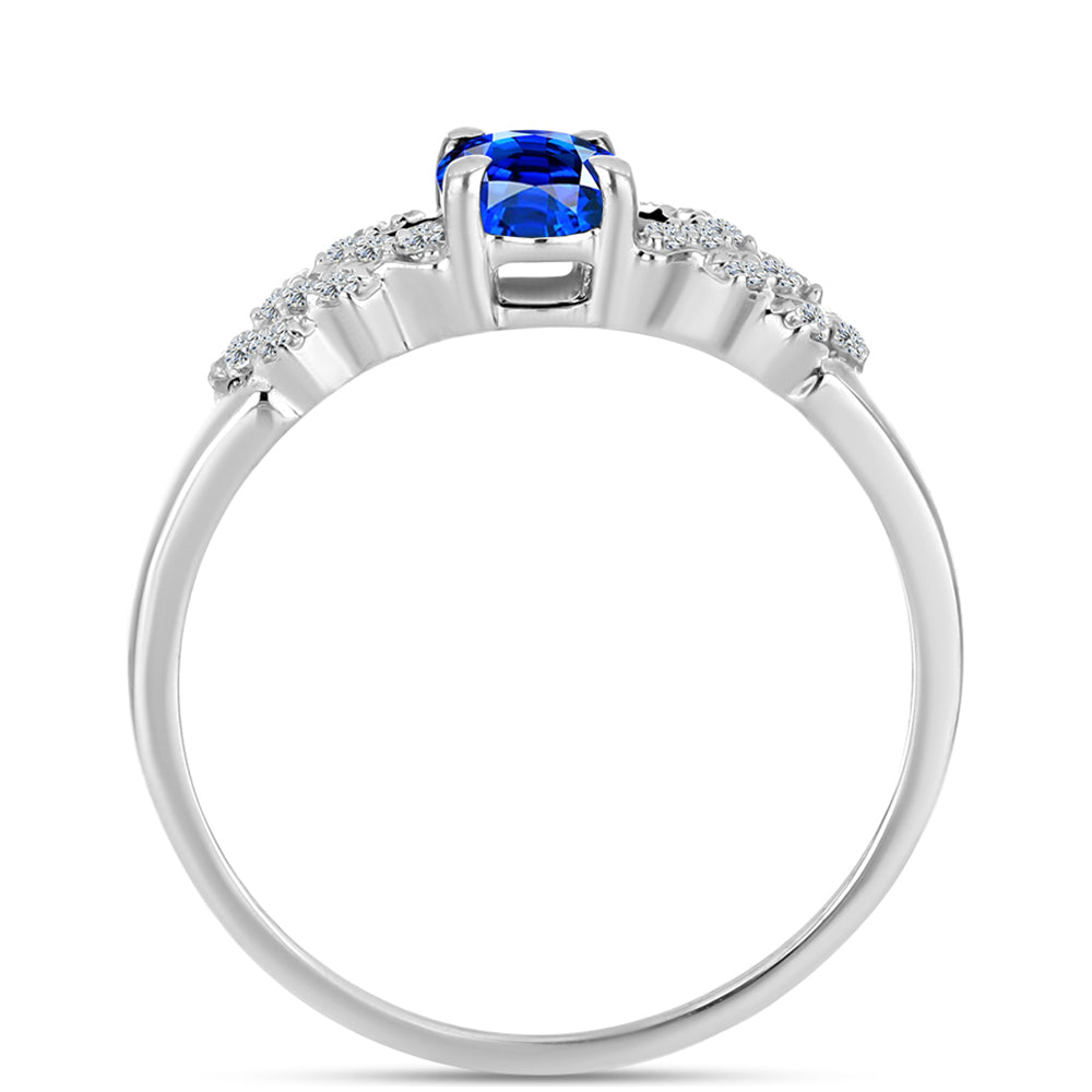 Stříbro 925/1000 - Prsten s Australským Modrým Safírem a Bílým Topazem - Karátové číslo: 1.28. přibližná hmotnost: 2.5 gramů 2 