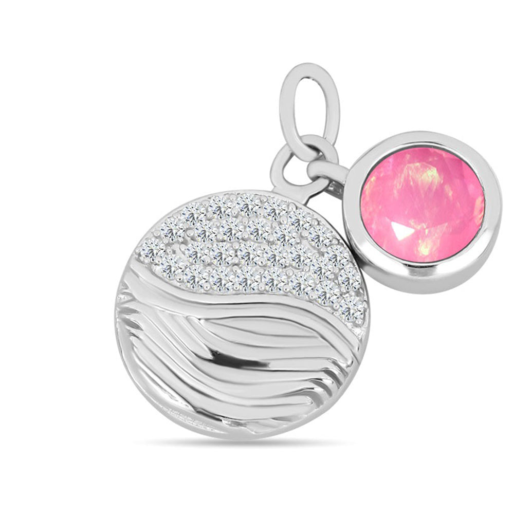 Stříbrný Přívěsek s Růžovým Opálem z Lega Dembi a Bílým Topazem 1 