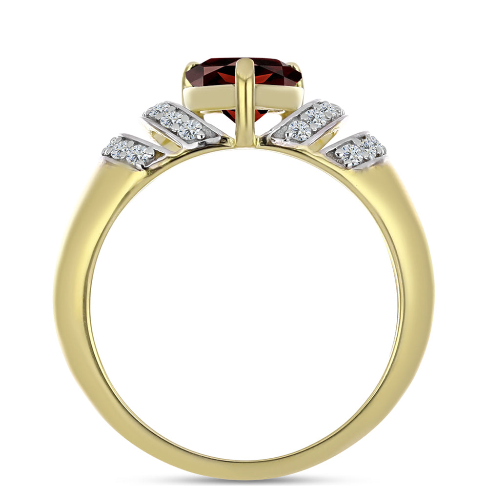 Pozlacené Stříbro 925/1000 - Prsten s Bartonským Granátem a Bílým Topazem - Karátové číslo: 2.27. přibližná hmotnost: 3.74 gramů 2 