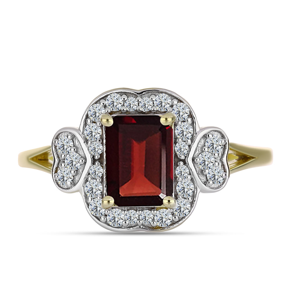 Pozlacený Stříbrný Prsten s Bartonským Granátem a Bílým Topazem