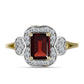 Pozlacený Stříbrný Prsten s Bartonským Granátem a Bílým Topazem