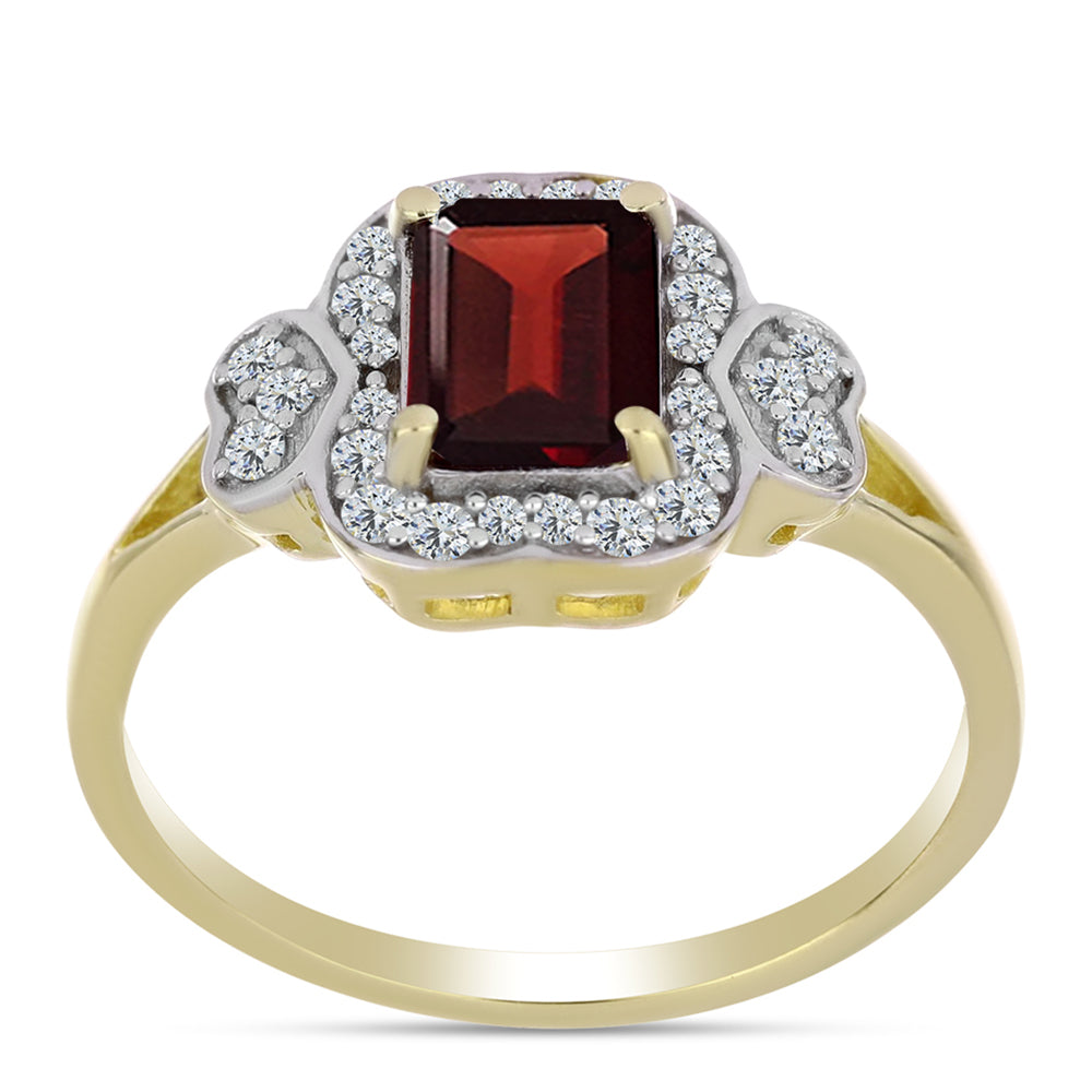 Pozlacený Stříbrný Prsten s Bartonským Granátem a Bílým Topazem