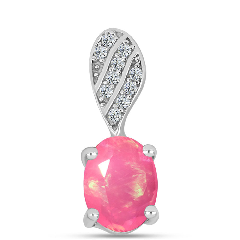 Stříbrný Přívěsek s Růžovým Opálem z Lega Dembi a Bílým Topazem 1 