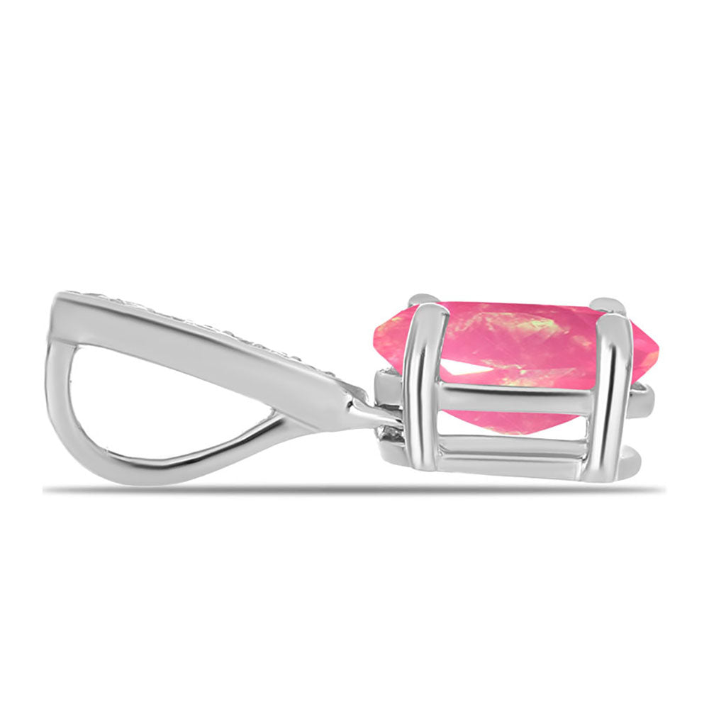 Stříbrný Přívěsek s Růžovým Opálem z Lega Dembi a Bílým Topazem 2 