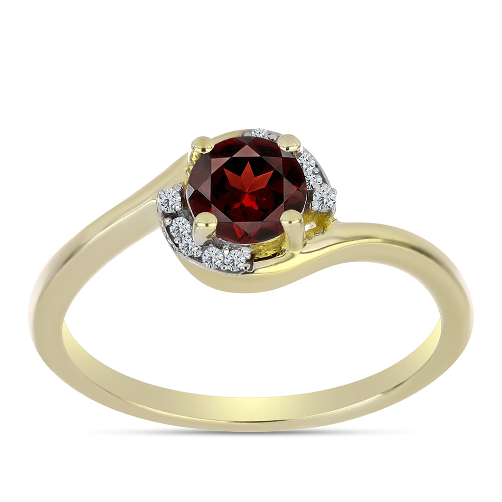 Pozlacený Stříbrný Prsten s Bartonským Granátem a Bílým Topazem