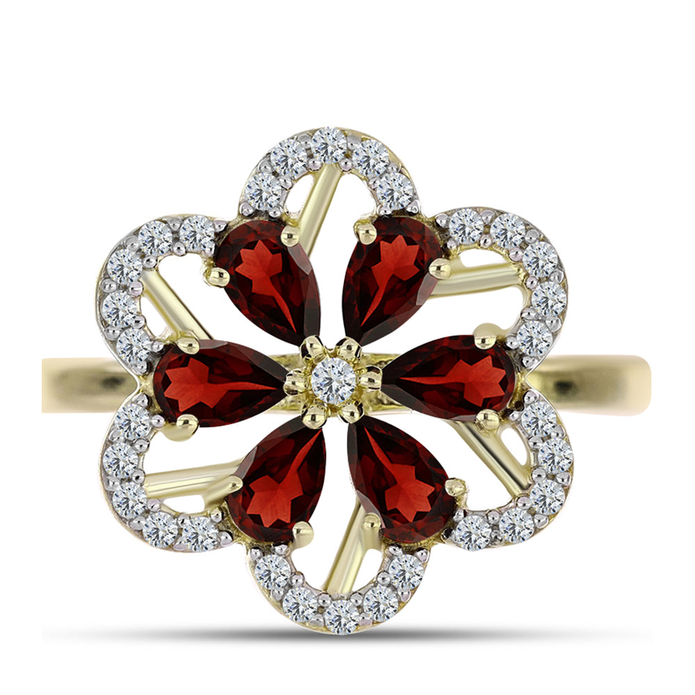 Pozlacený Stříbrný Prsten s Bartonským Granátem a Bílým Topazem 1 