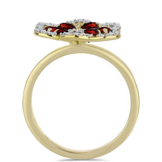 Pozlacený Stříbrný Prsten s Bartonským Granátem a Bílým Topazem