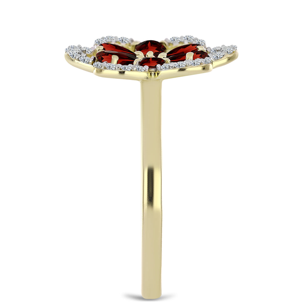 Pozlacený Stříbrný Prsten s Bartonským Granátem a Bílým Topazem 4 