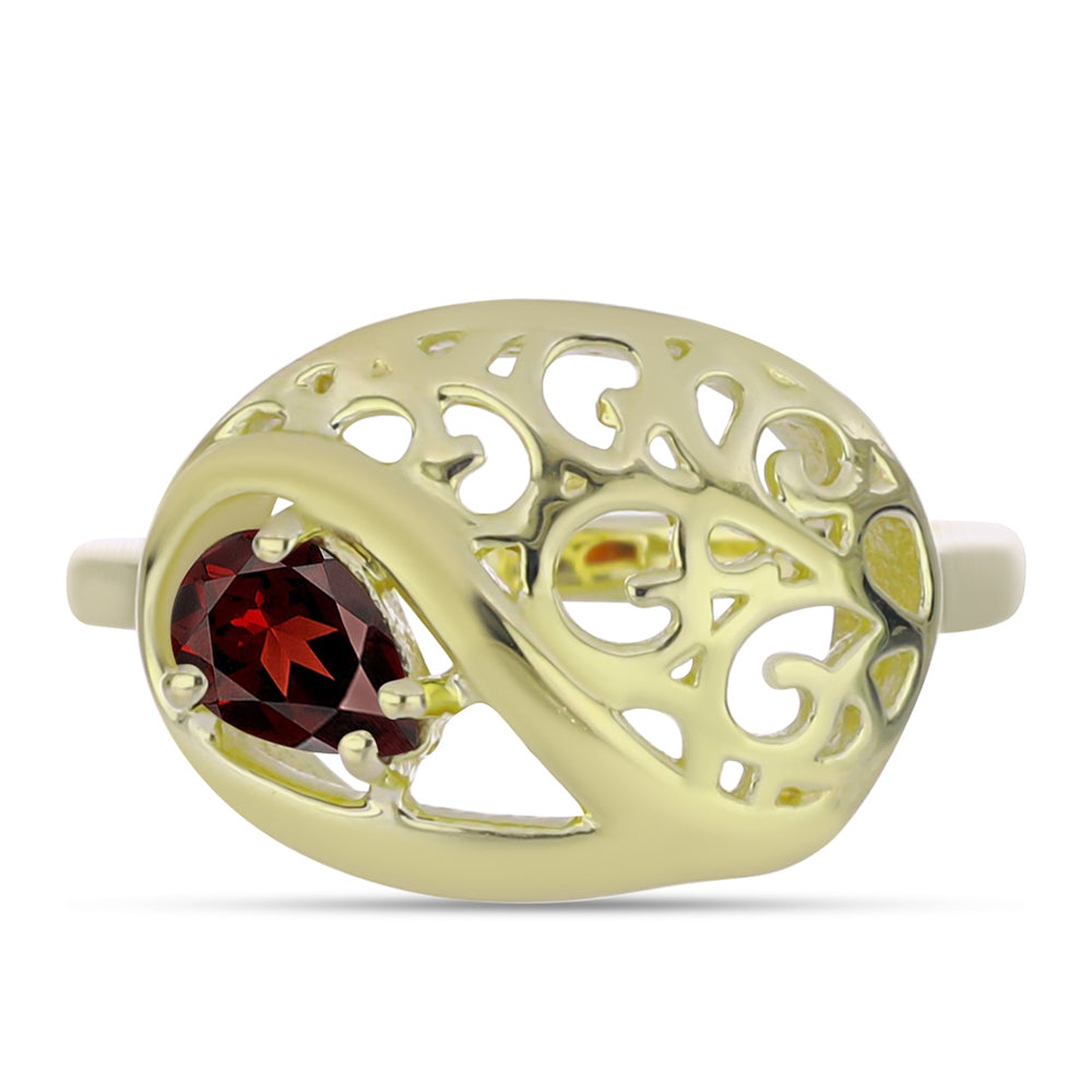 Pozlacený Stříbrný Prsten s Bartonským Granátem 1 