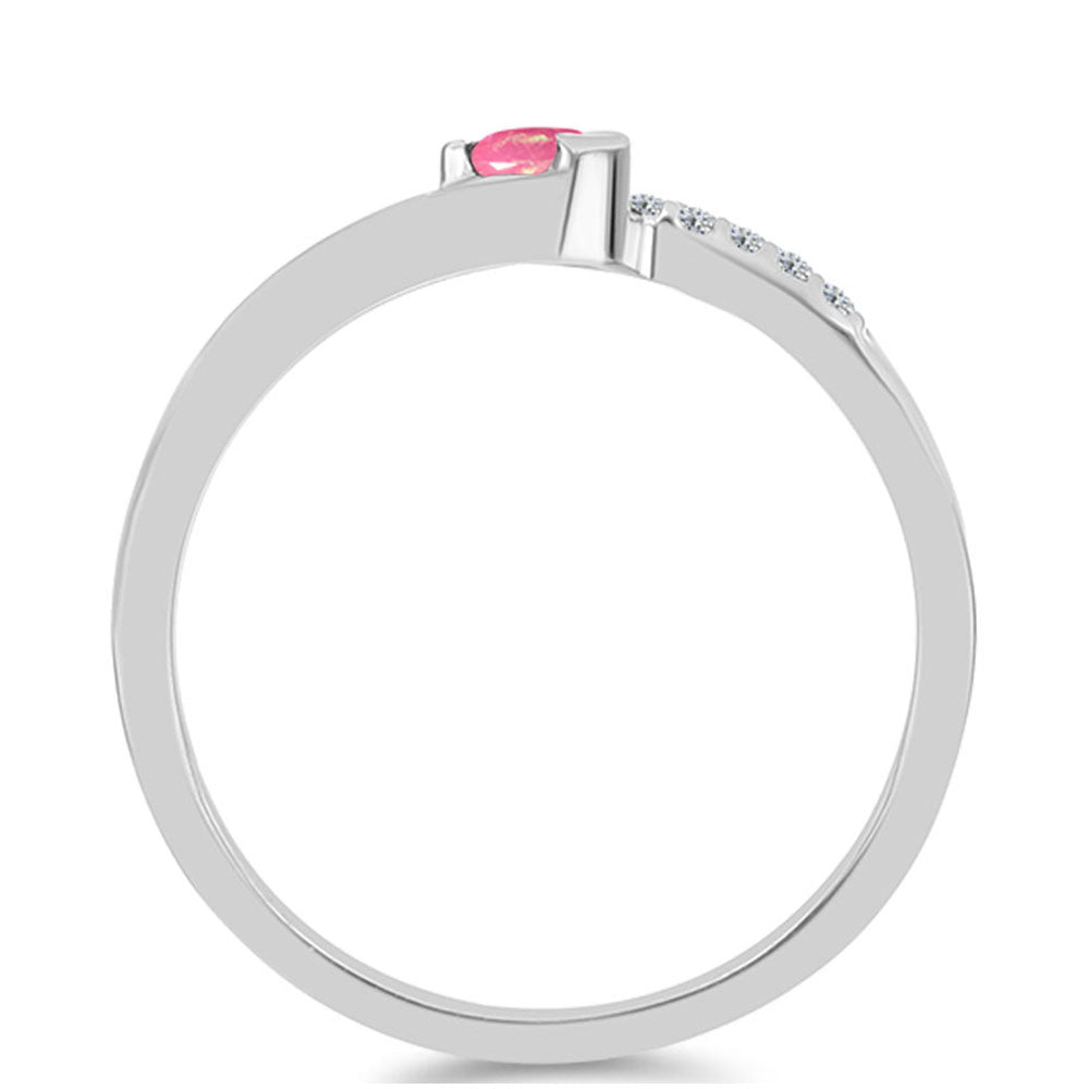 Stříbrný Prsten s Růžovým Opálem z Lega Dembi a Bílým Topazem