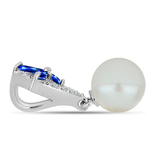 Stříbrný Přívěsek s Australským Modrým Safírem a Bílou Sladkovodní Perlou