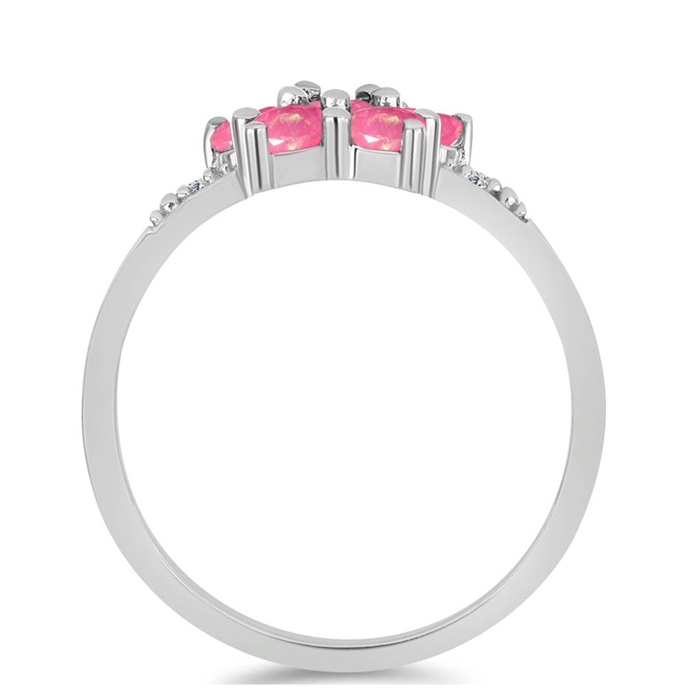 Stříbrný Prsten s Růžovým Opálem z Lega Dembi a Bílým Topazem 2 