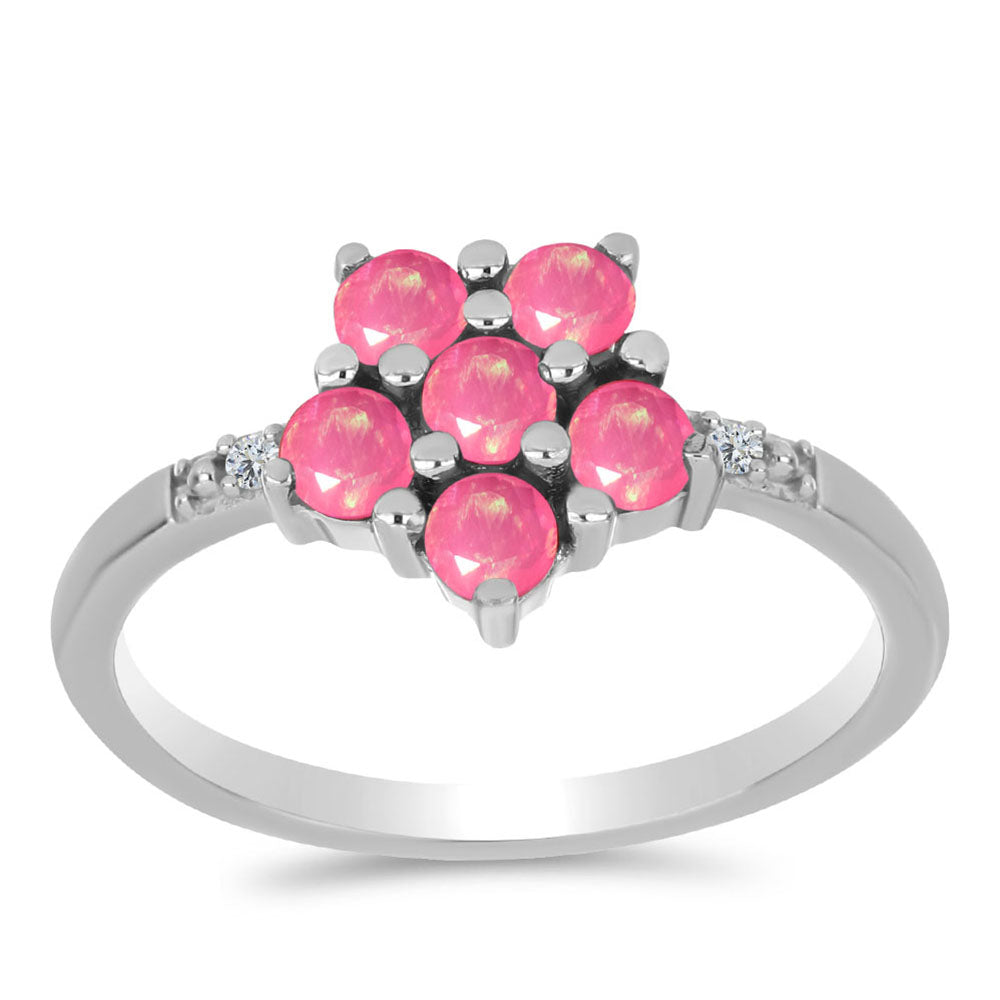 Stříbrný Prsten s Růžovým Opálem z Lega Dembi a Bílým Topazem 3 