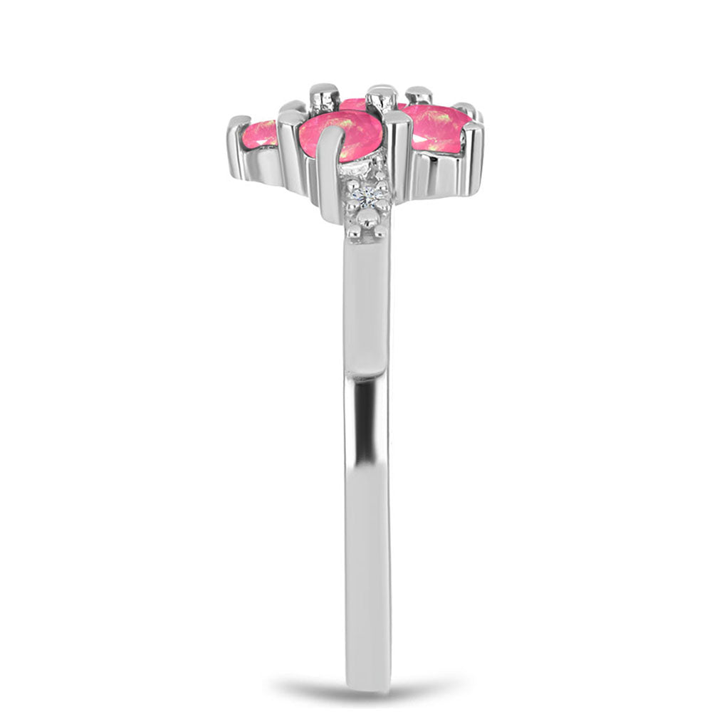 Stříbrný Prsten s Růžovým Opálem z Lega Dembi a Bílým Topazem 4 
