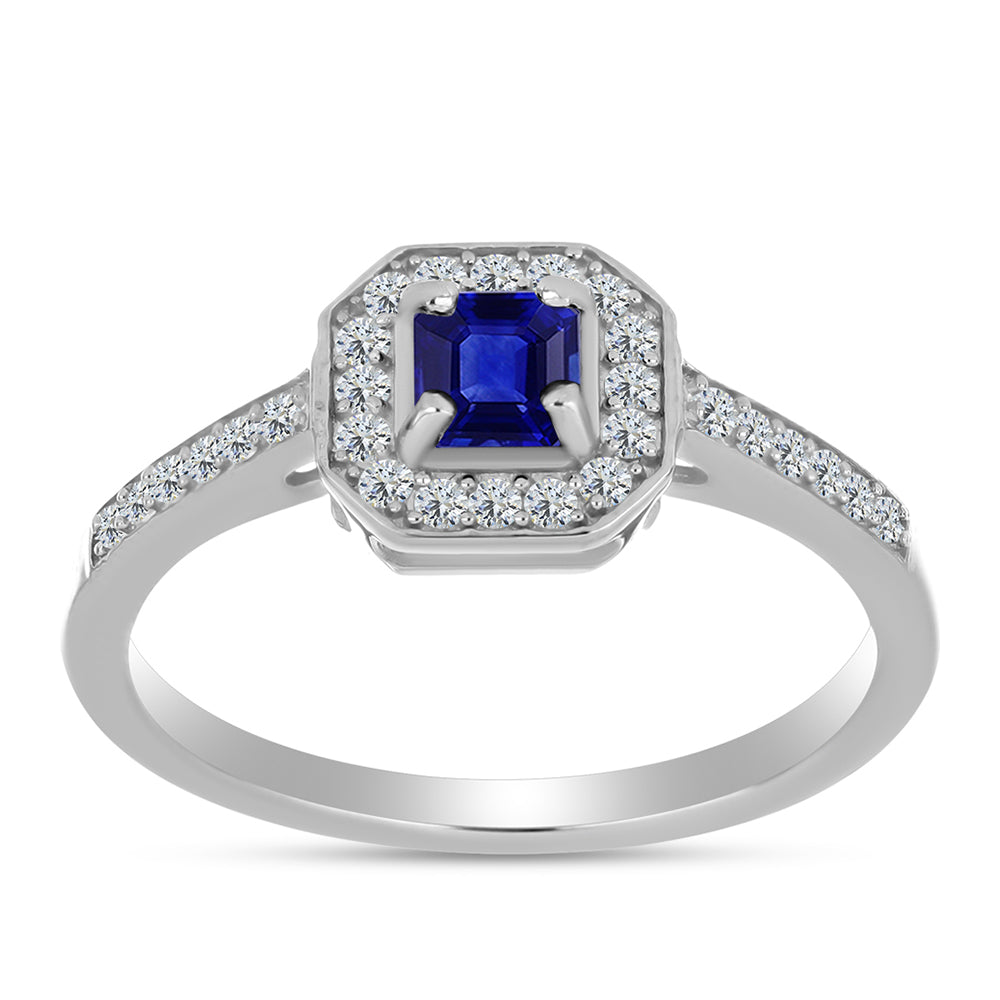 Stříbro 925/1000 - Prsten s Australským Modrým Safírem a Bílým Topazem - Karátové číslo: 0.78. přibližná hmotnost: 2.43 gramů 3 