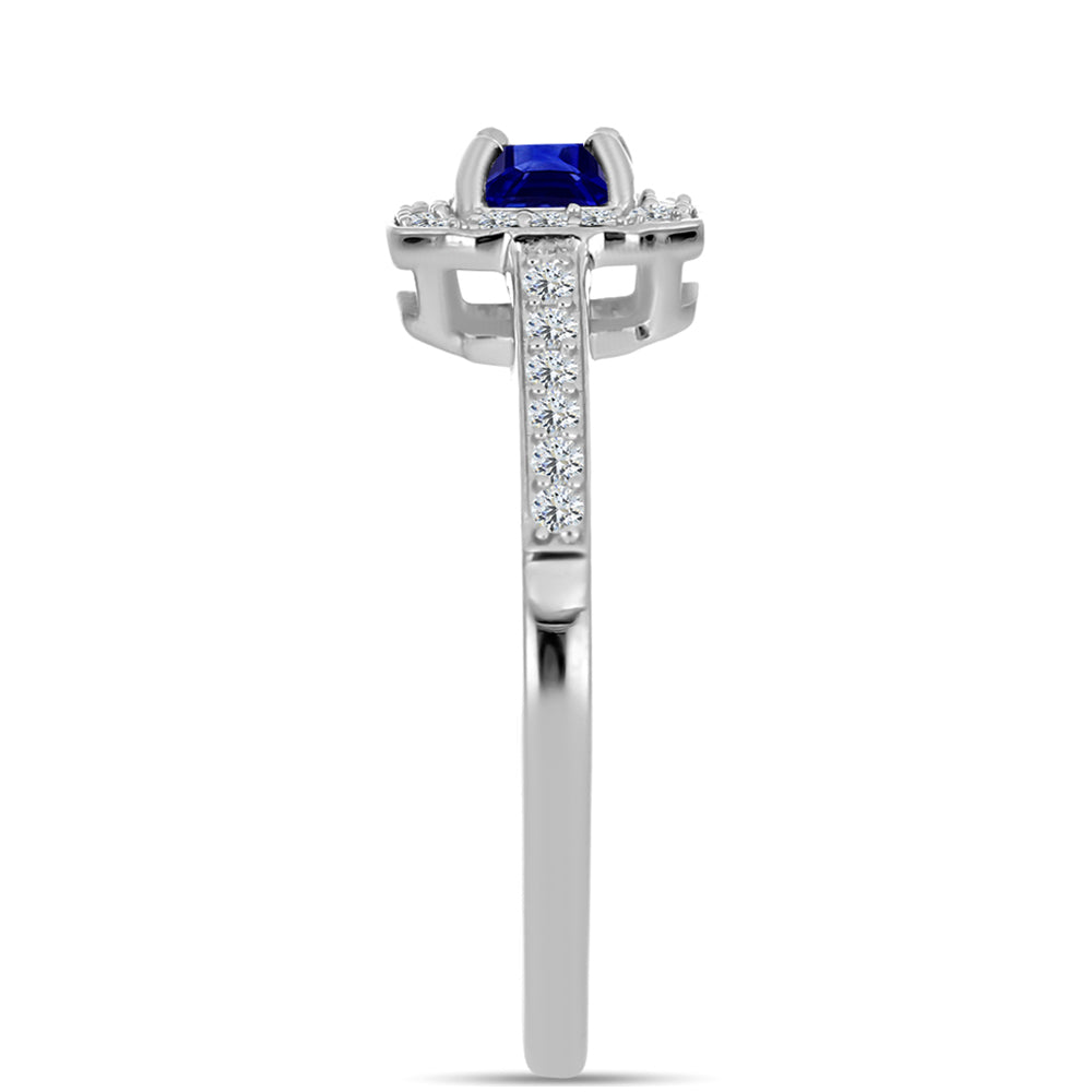 Stříbro 925/1000 - Prsten s Australským Modrým Safírem a Bílým Topazem - Karátové číslo: 0.78. přibližná hmotnost: 2.43 gramů 4 