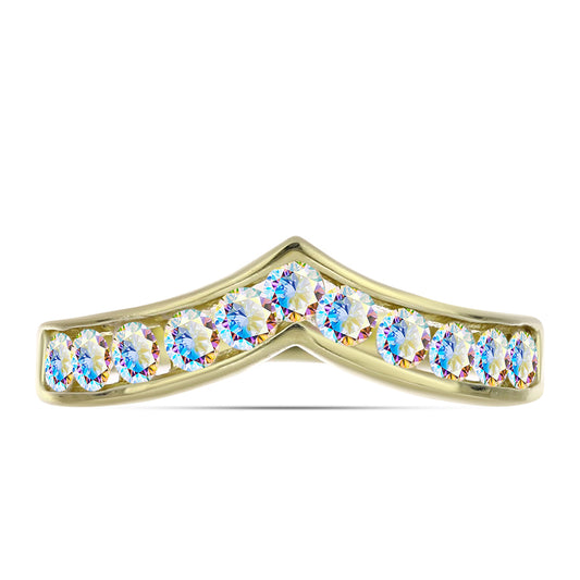 Pozlacené stříbro 925/1000 Prsten s Ledovým Moissanitem - Karátové číslo: 0.66. přibližná hmotnost: 2.7 gramů