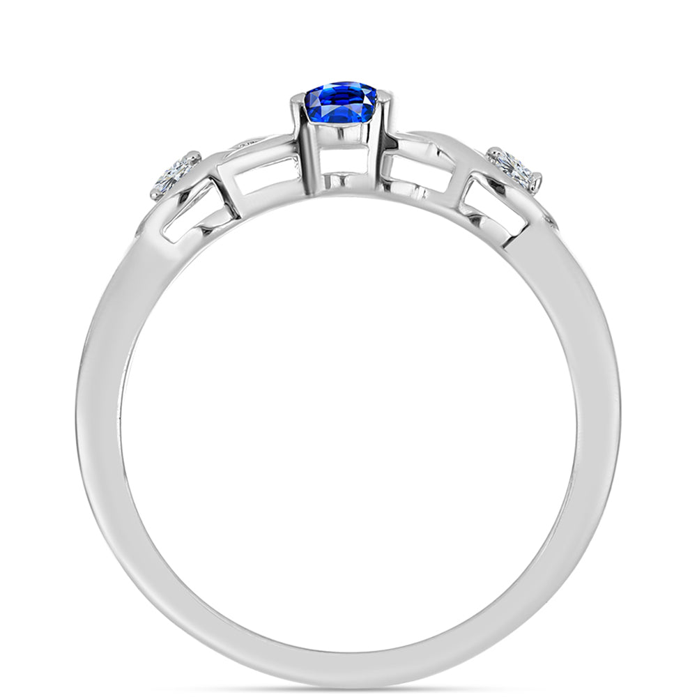 Stříbrný Prsten s Australským Modrým Safírem a Bílým Topazem 2 
