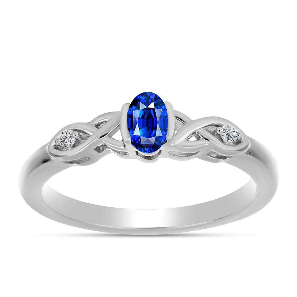 Stříbrný Prsten s Australským Modrým Safírem a Bílým Topazem