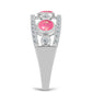 Stříbrný Prsten s Růžovým Opálem z Lega Dembi a Bílým Topazem