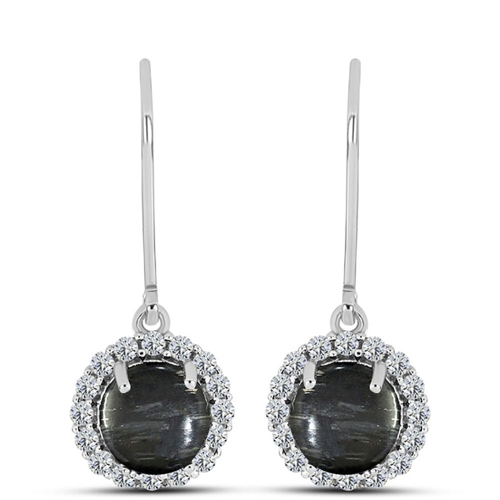 Stříbrné Náušnice s Picasso Jaspisem a Bílým Topazem 1 