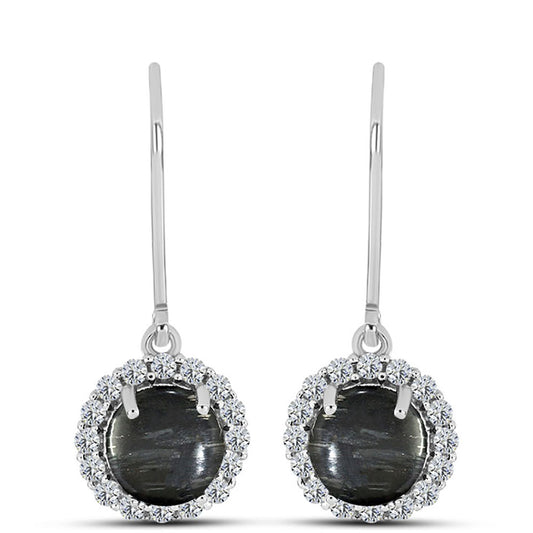 Stříbrné Náušnice s Picasso Jaspisem a Bílým Topazem