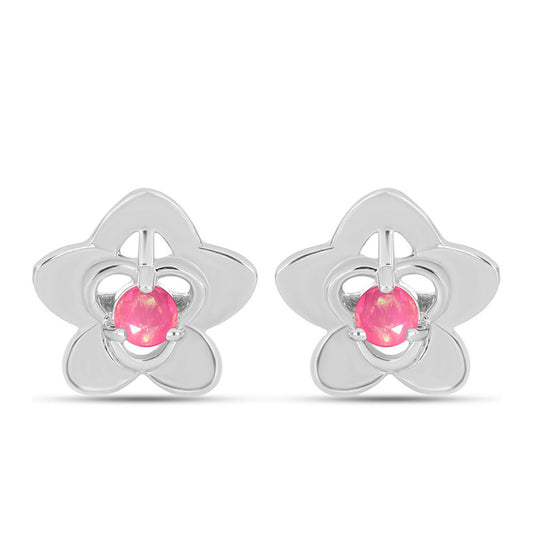 Stříbrné Náušnice s Růžovým Opálem z Lega Dembi