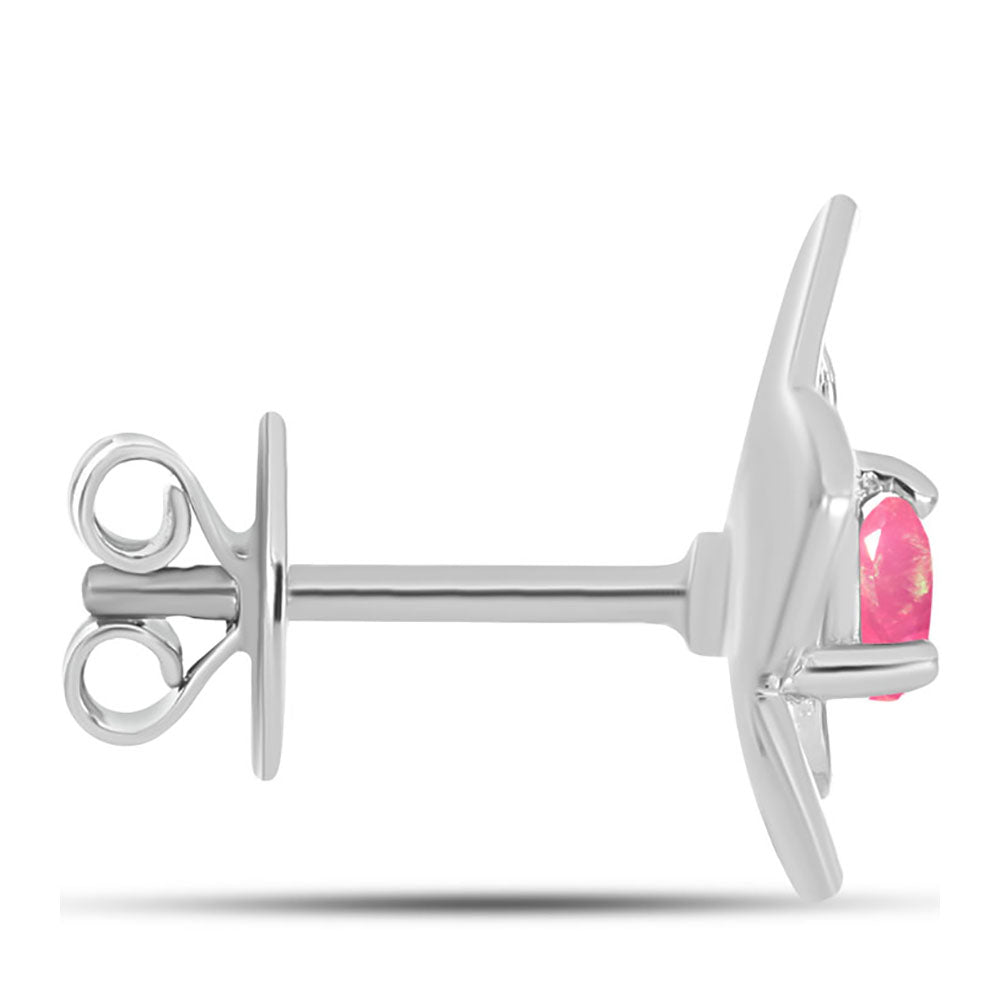 Stříbrné Náušnice s Růžovým Opálem z Lega Dembi 2 