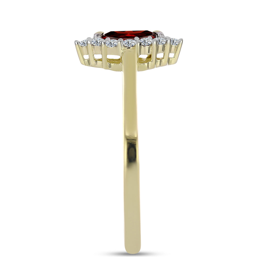 Pozlacený Stříbrný Prsten s Bartonským Granátem a Bílým Topazem