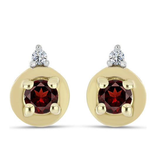 Pozlacené Stříbro 925/1000 - Náušnice s Bartonským Granátem a Bílým Topazem - Karátové číslo: 0.28. přibližná hmotnost: 1.37 gramů