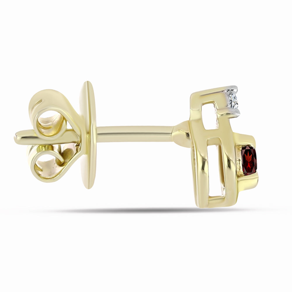 Pozlacené Stříbro 925/1000 - Náušnice s Bartonským Granátem a Bílým Topazem - Karátové číslo: 0.28. přibližná hmotnost: 1.37 gramů 2 