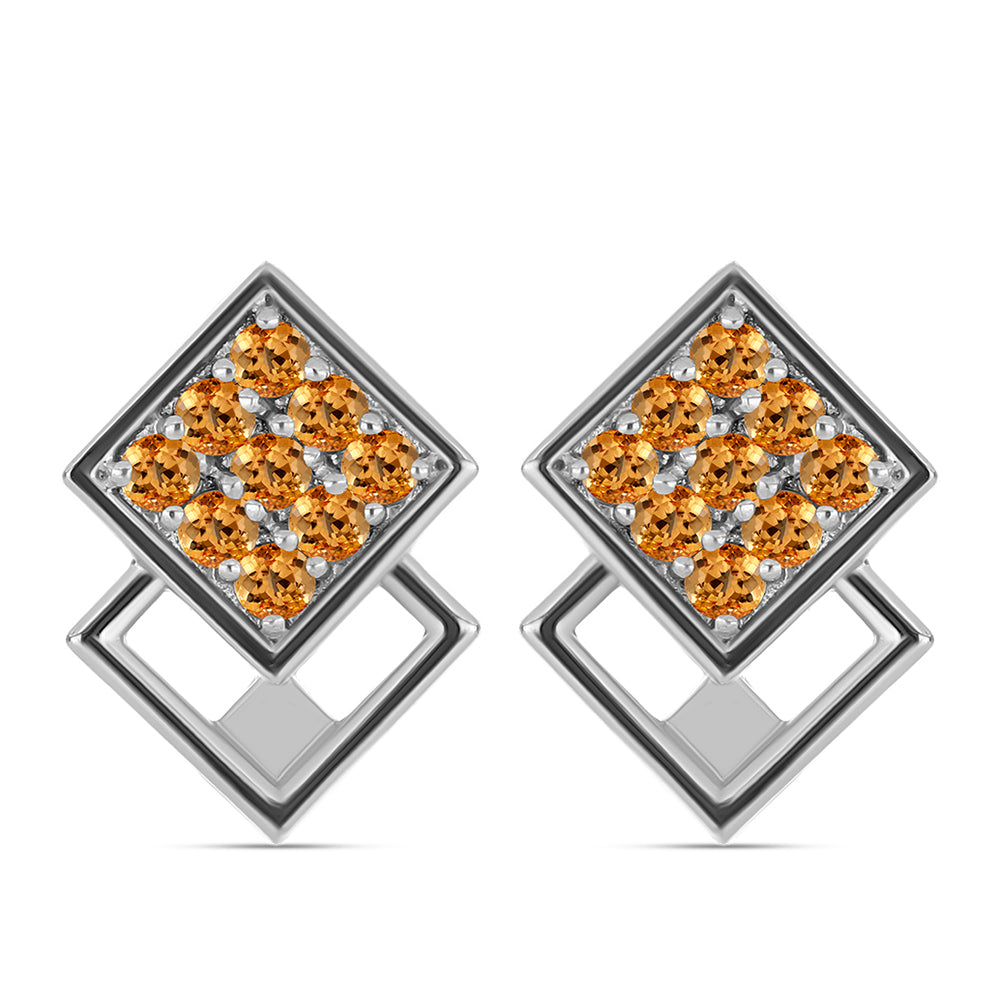 Stříbrné Náušnice s "Císařským žlutým" topazem 1 