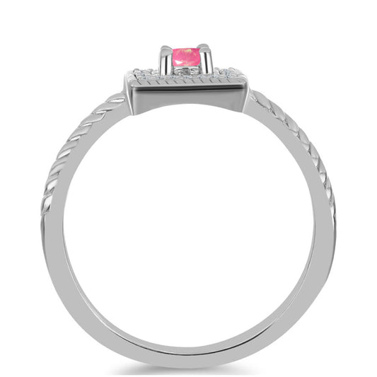 Stříbrný Prsten s Růžovým Opálem z Lega Dembi a Bílým Topazem