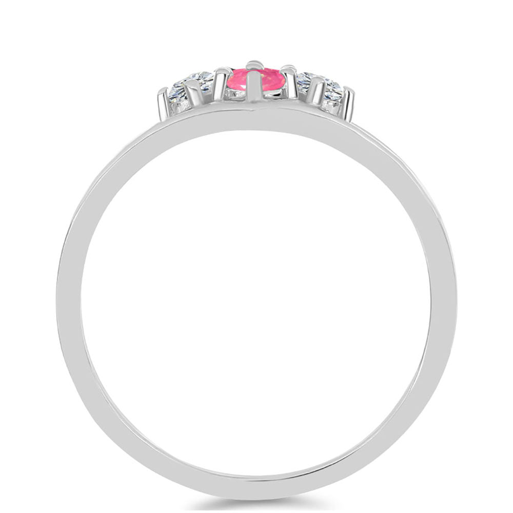 Stříbrný Prsten s Růžovým Opálem z Lega Dembi a Bílým Topazem