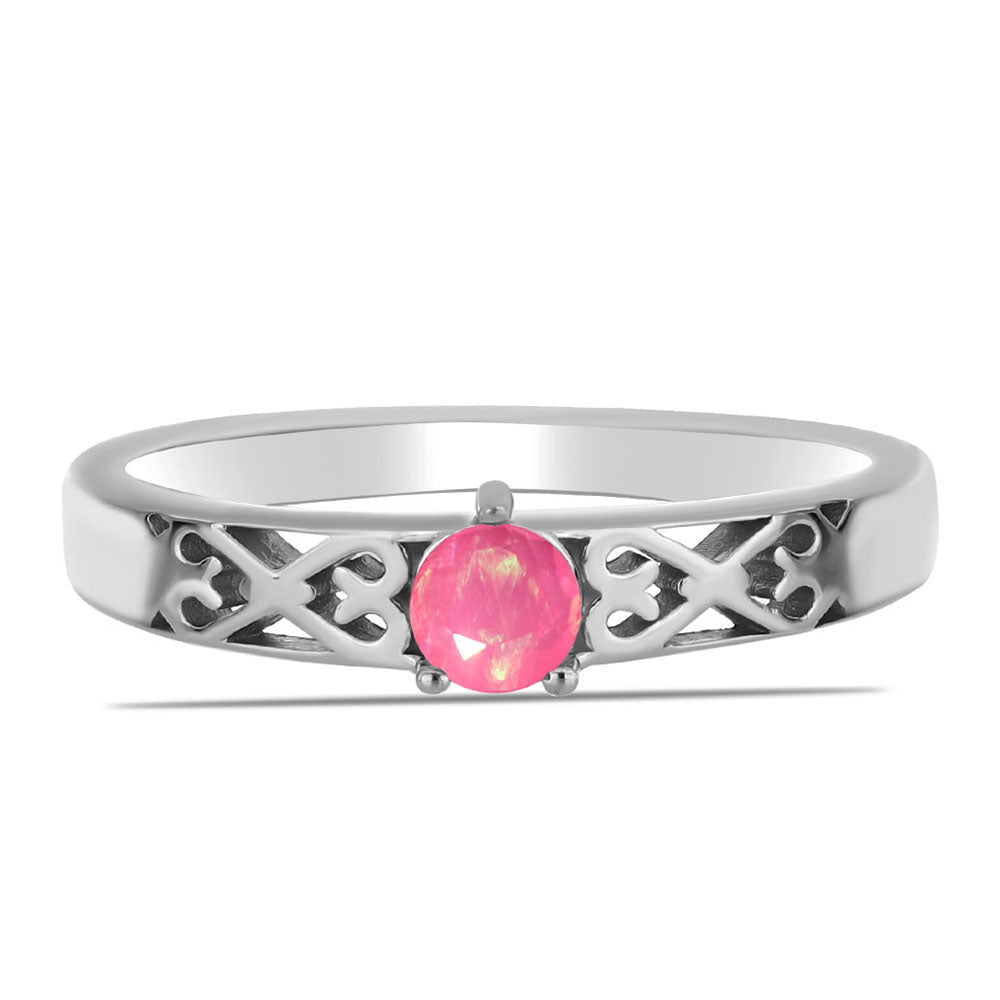 Stříbrný Prsten s Růžovým Opálem z Lega Dembi