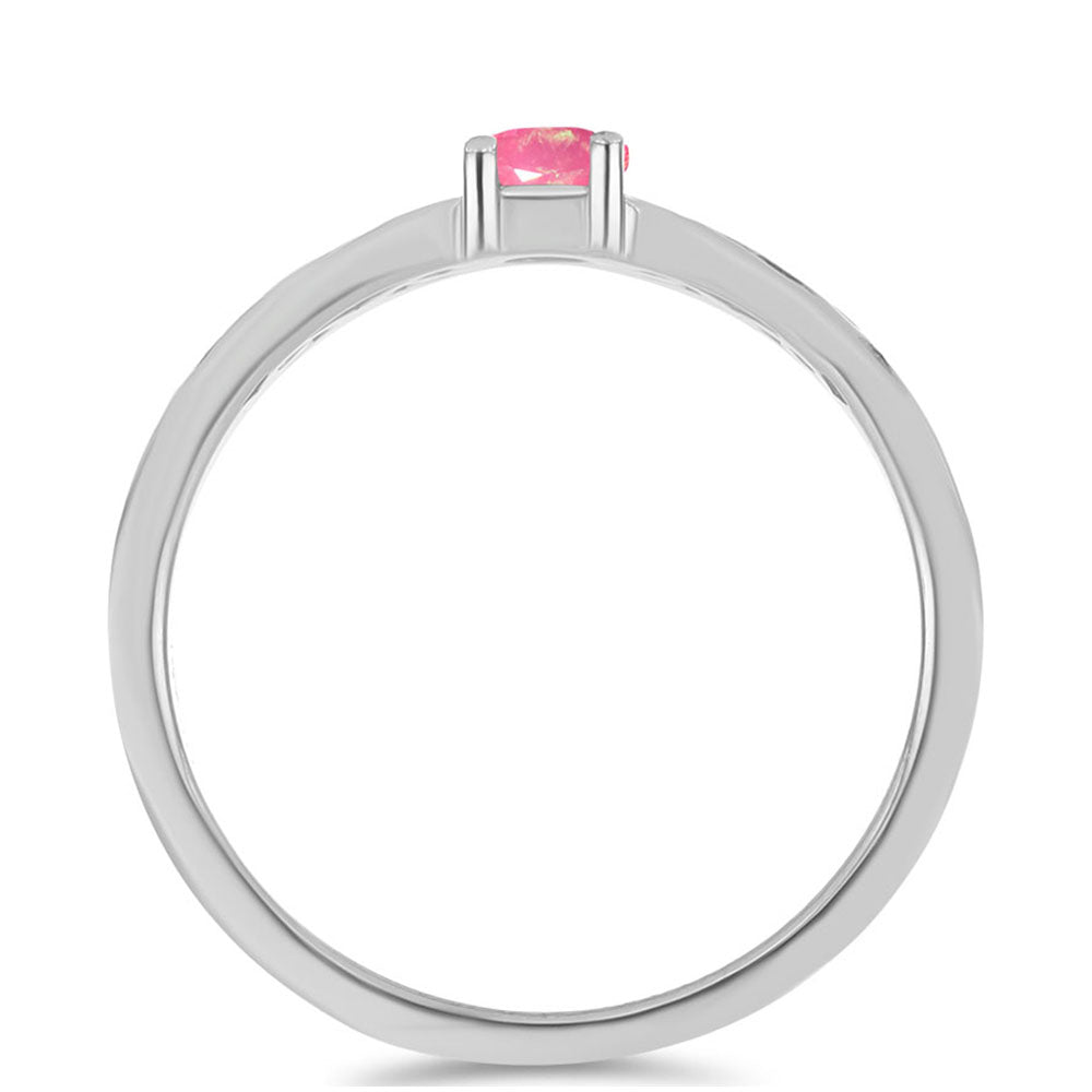 Stříbrný Prsten s Růžovým Opálem z Lega Dembi 2 