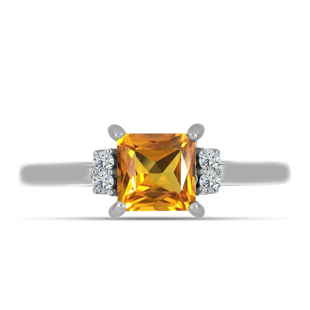 Stříbrný Prsten s "Císařským žlutým" topazem a Bílým Topazem 1 