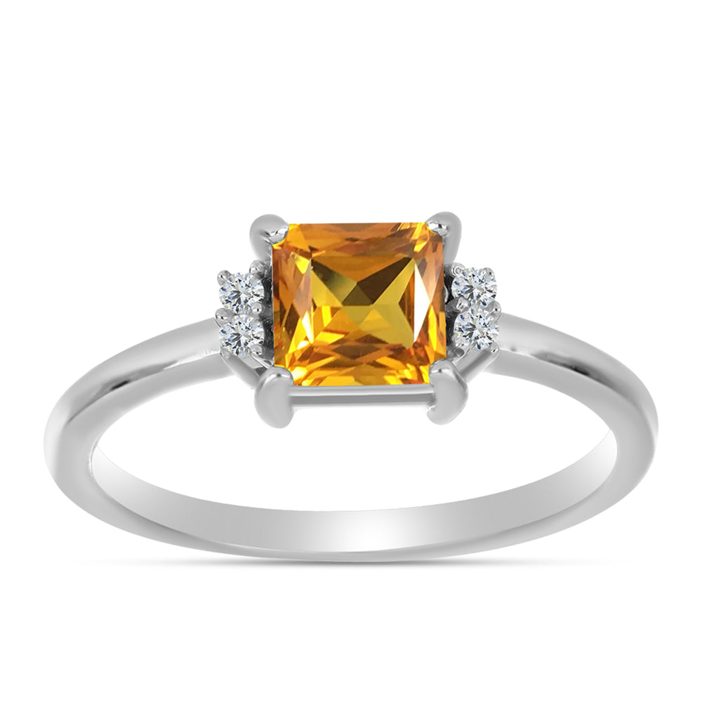 Stříbrný Prsten s "Císařským žlutým" topazem a Bílým Topazem 3 