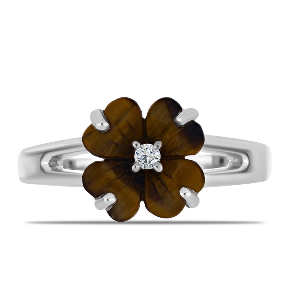 Stříbrný Prsten s Picasso Jaspisem a Bílým Topazem 1 