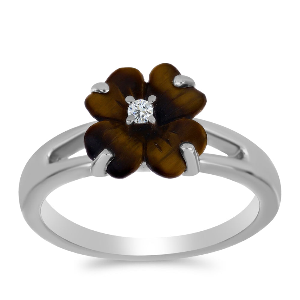 Stříbrný Prsten s Picasso Jaspisem a Bílým Topazem