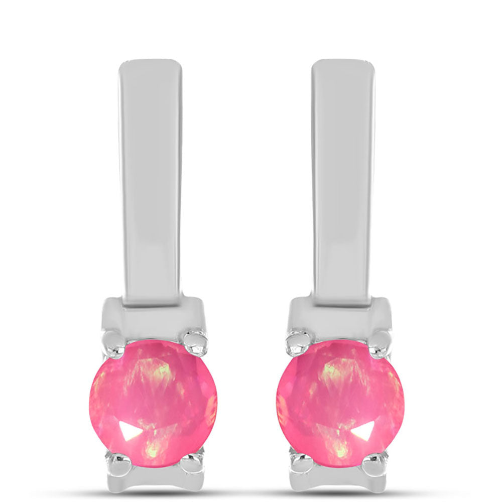 Stříbrné Náušnice s Růžovým Opálem z Lega Dembi