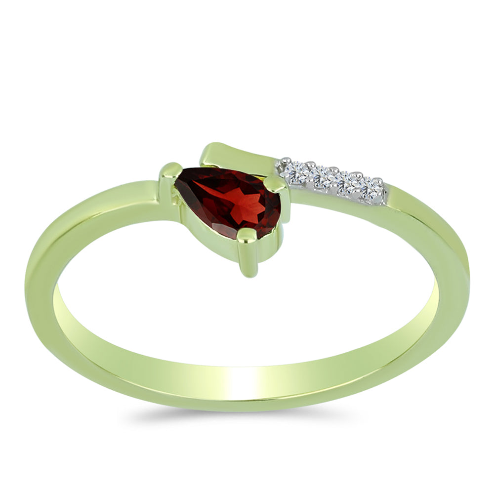 Pozlacený Stříbrný Prsten s Bartonským Granátem a Bílým Topazem