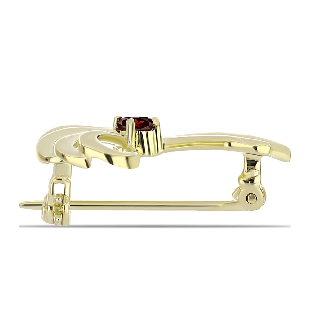 Pozlacený Stříbrný Brož s Bartonským Granátem 2 