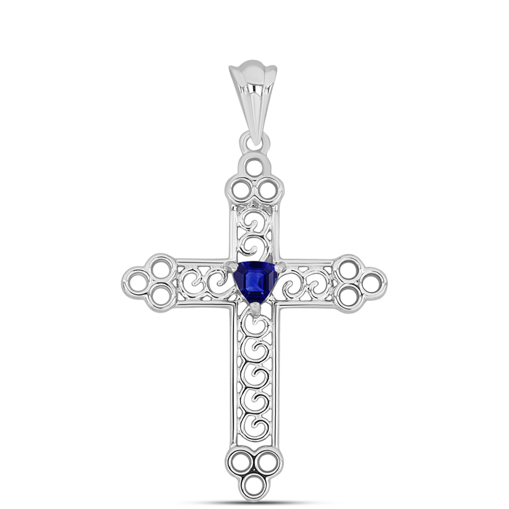 Kříž Stříbrný Přívěsek s Australským Modrým Safírem