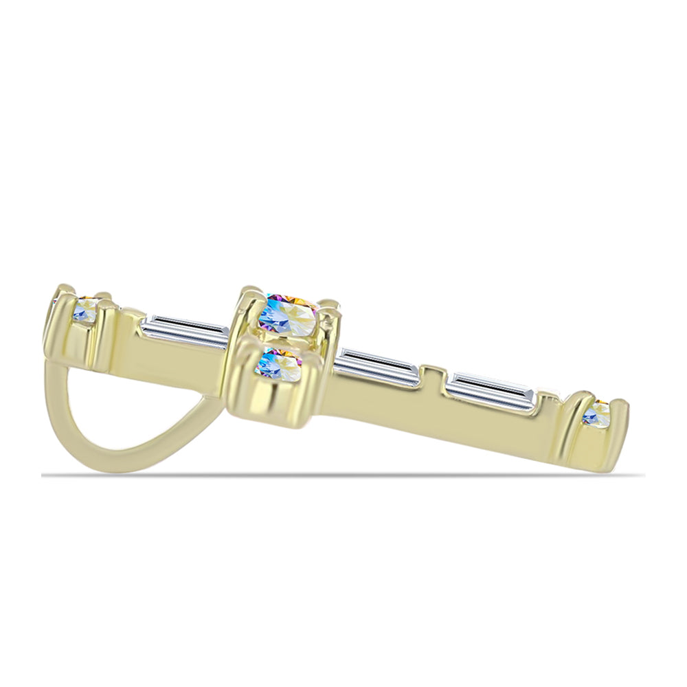 Kříž Pozlacený Stříbrný Přívěsek s Ledovým Moissanitem a Bílým Zirkonem 2 