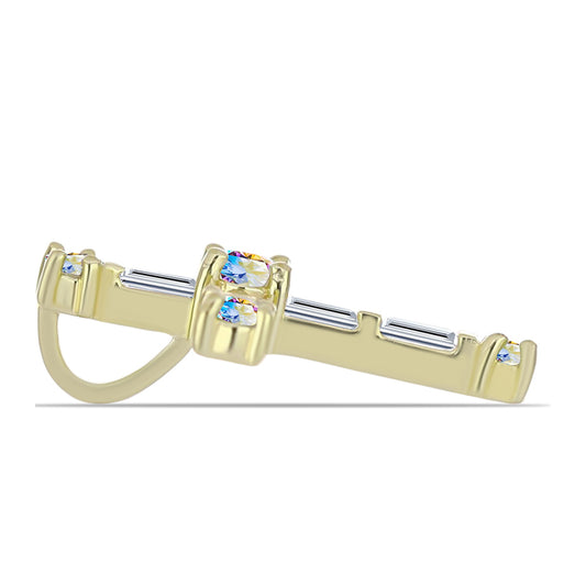 Kříž Pozlacený Stříbrný Přívěsek s Ledovým Moissanitem a Bílým Zirkonem